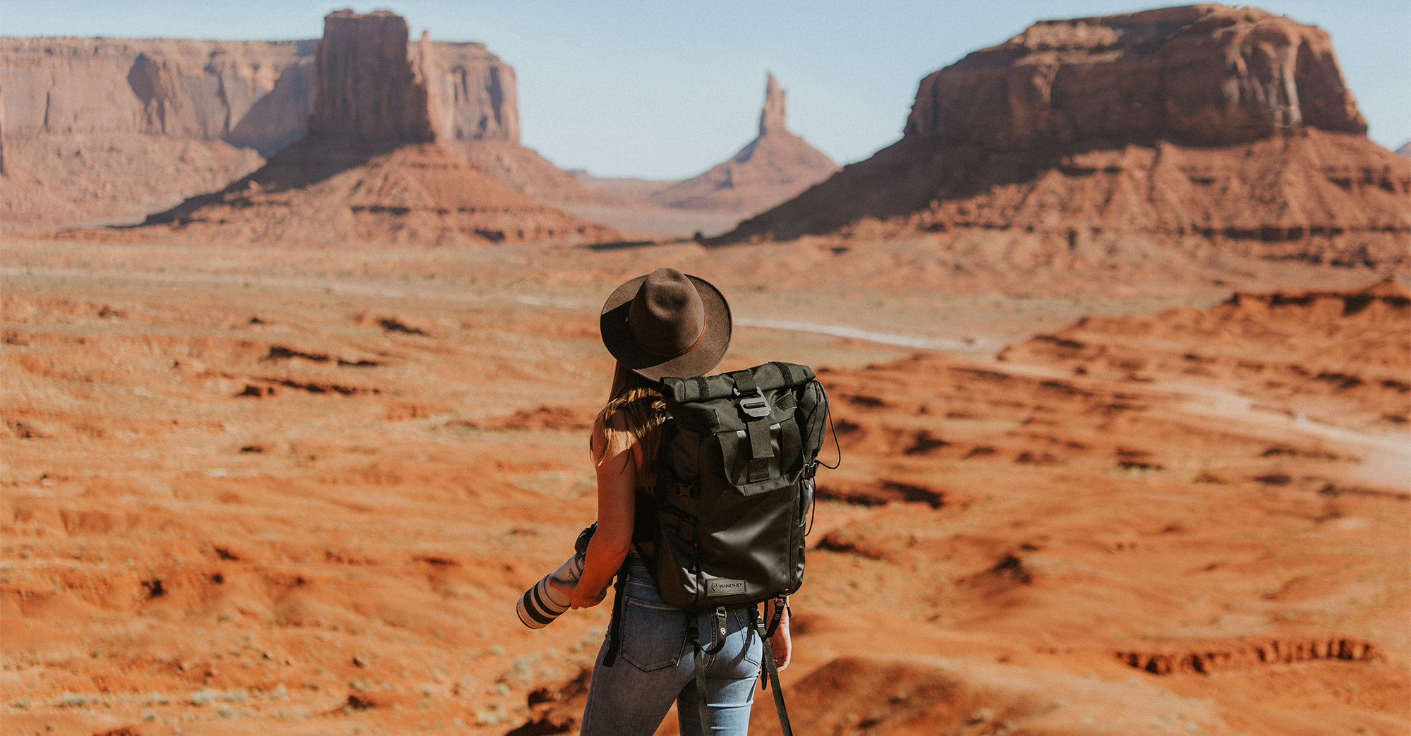 Woman standing in canyon